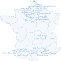 Mapa wszystkich centrów dializ NephroCare we Francji